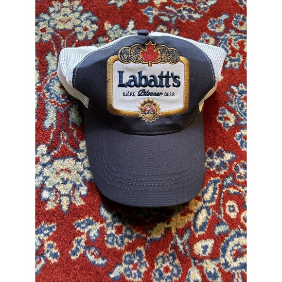 Labatt's Pilsener Beer Hat Blue Truckers White Mesh Cap, Snapback EUC - Picture 1 of 3